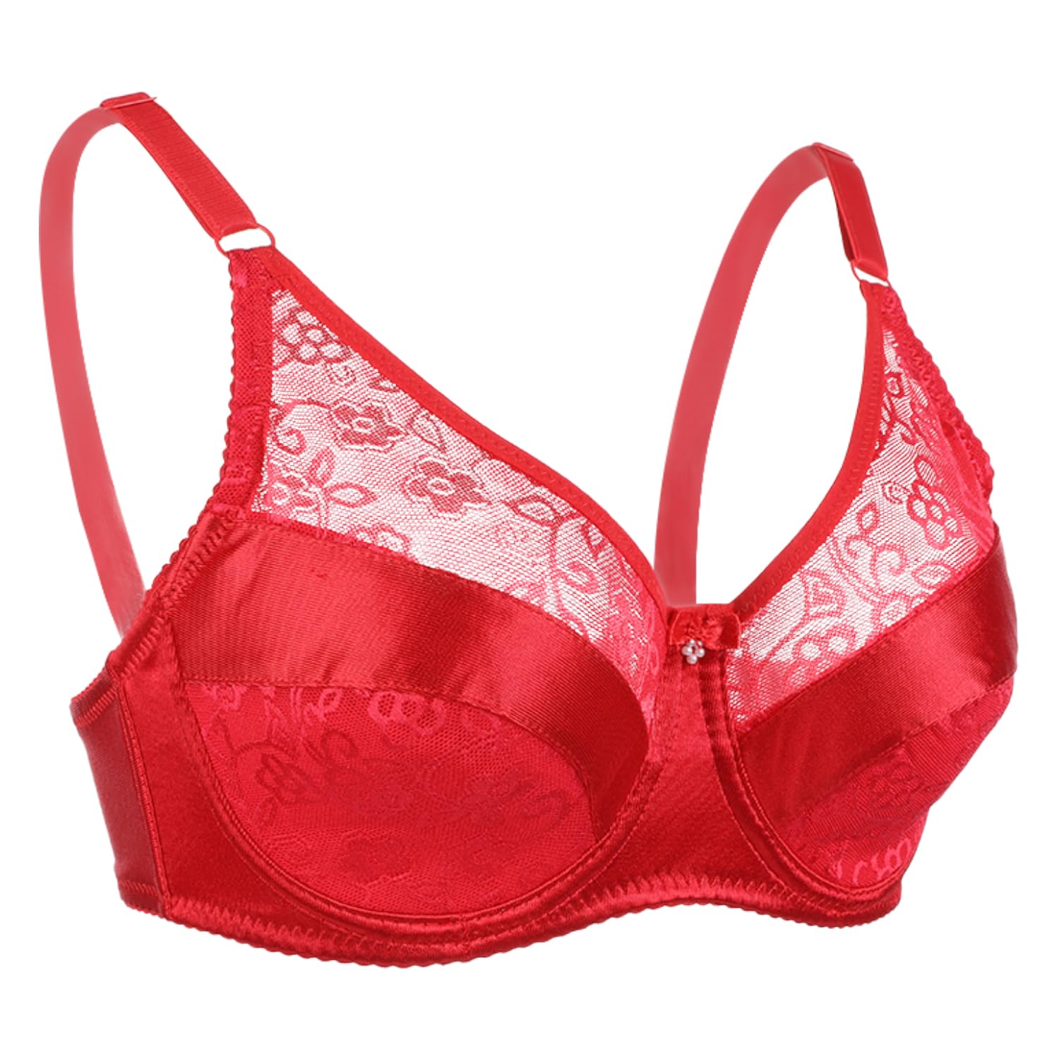IVITA Mastektomie BH Silikon Brüste Formen Tasche Spitze BH für Mastektomie Prothese (Red, 40)