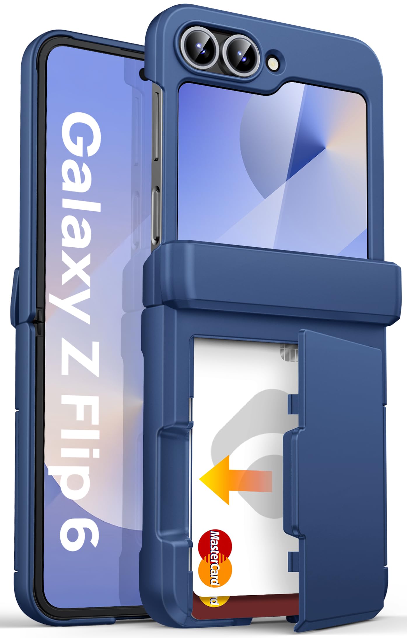 ASAFCASE for Samsung Galaxy Z Flip 6 and Z Flip 7 FE Case Wallet, Blue | Card Holder (3 Cards), Hinge Protection, Outer Screen Protector, Shockproof Rugged Full Body Protective Wallet Cover 5G Global Recycled Standard Global Recycled Standard Global Recycled Standard