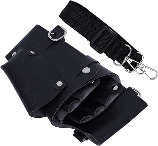 Bolsa de tesoura, de couro para cabeleireiro, bolsa de ferramentas para cabeleireiro, tesoura organizadora para cabeleireiro, cabeleireiro (Preto)