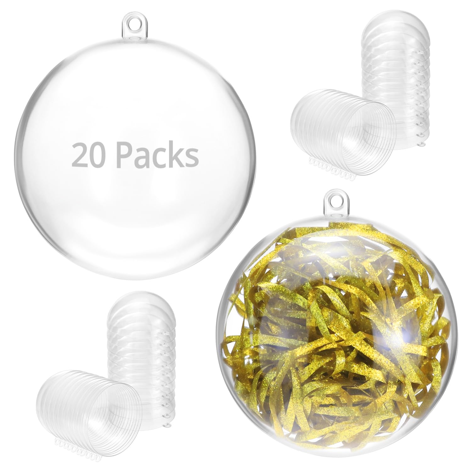QWORK® 20 pièces Boules en Plastique Transparentes, Ø8 cm Boule de Noel, Boules en Plastique à remplir