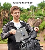 Vista 5 de Panel solar de 30 W, panel solar portátil plegable, 25.4% de alta eficiencia, USB-A y 2 puertos USB-C, paneles solares impermeables IP 68 plegables