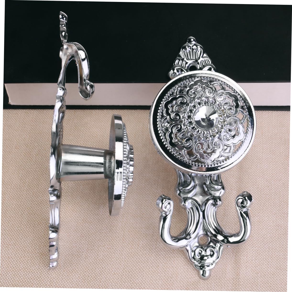 Elegant Vintage Curtain Holdbacks Silver Zinc Magnesium Alloy Tieback Hooks for Drapes Easy to Install for Traditional and Decor