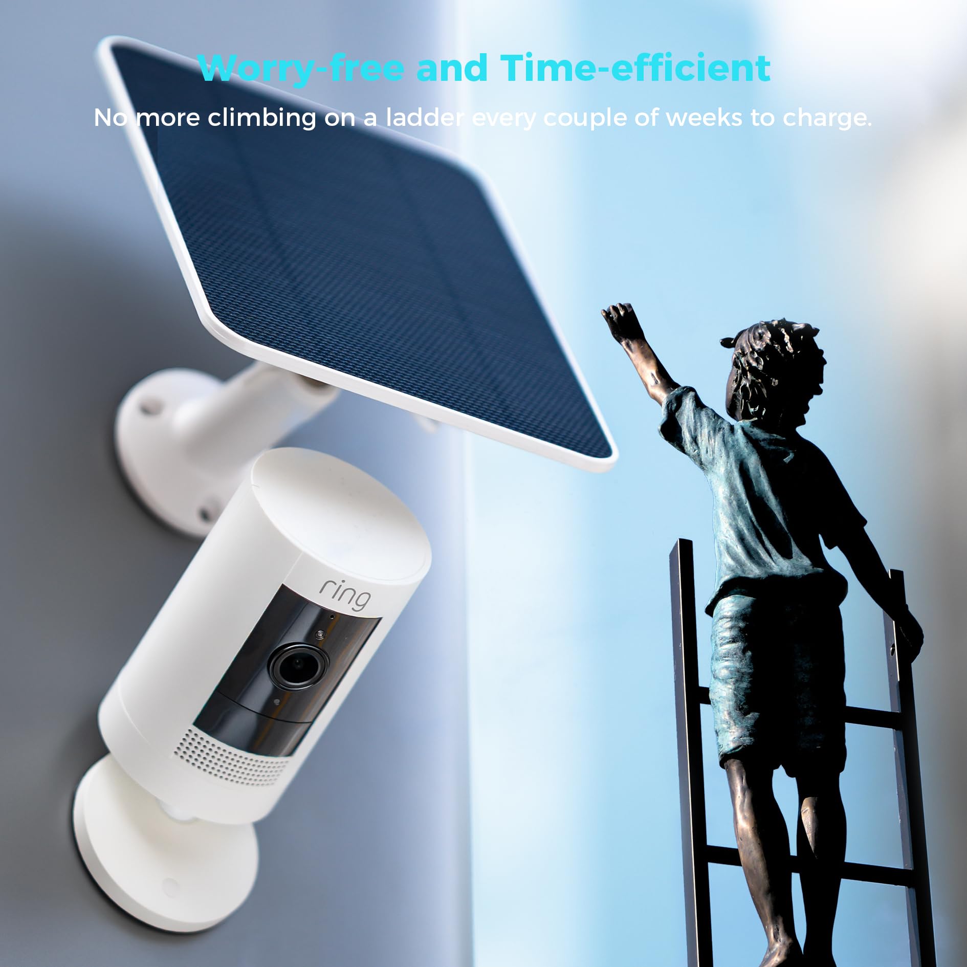 Vicohome - Panel solar de 5 W 5 V para cámaras de seguridad, tasa de conversión de energía del 23 %, cable de 9.8 pies, compatible con interfaz tipo C y micro USB, resistente a la intemperie, soporte