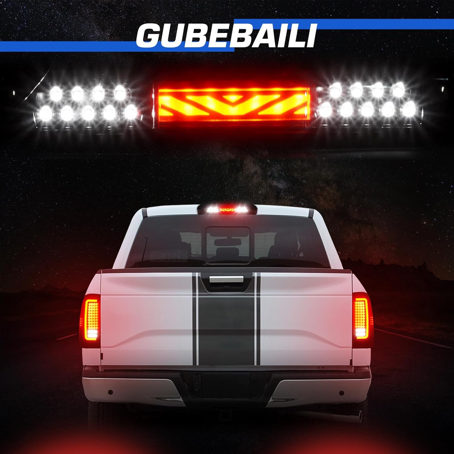LED Tail Light + 3rd Brake Light for Dodge Ram 1500 2007-2008, Ram 2500 3500 2007-2009 - Halogen Fit, Not Factory LED - Smoke Lens Rear Brake Lamp Assembly
