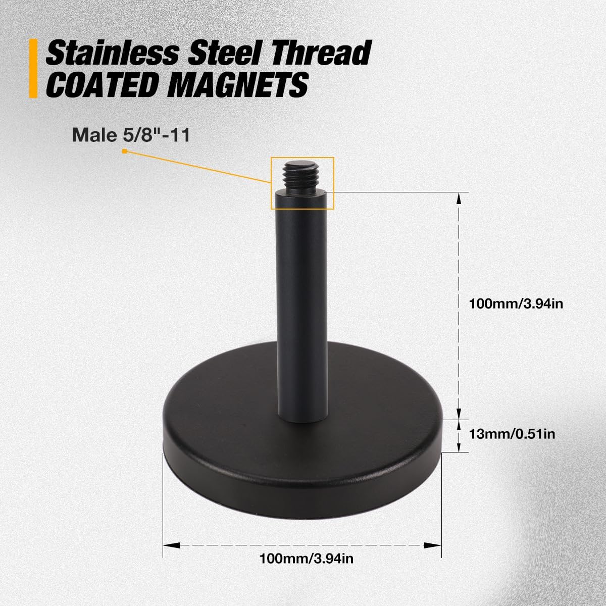 Professional GNSS Antenna Magnetic Mount for Survey Vehicles & Metal Surfaces | 5/8”x11 Thread, 100mm Extension Rod | Heavy-Duty Survey GPS Mount, GNSS Antenna Mag(1PCS)