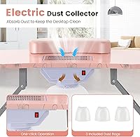 Vista 2 de Giantex - Mesa de uñas para técnico de uñas, mesa de manicura portátil con recolector de polvo eléctrico, lámpara LED USB, reposabrazos, 4 ruedas