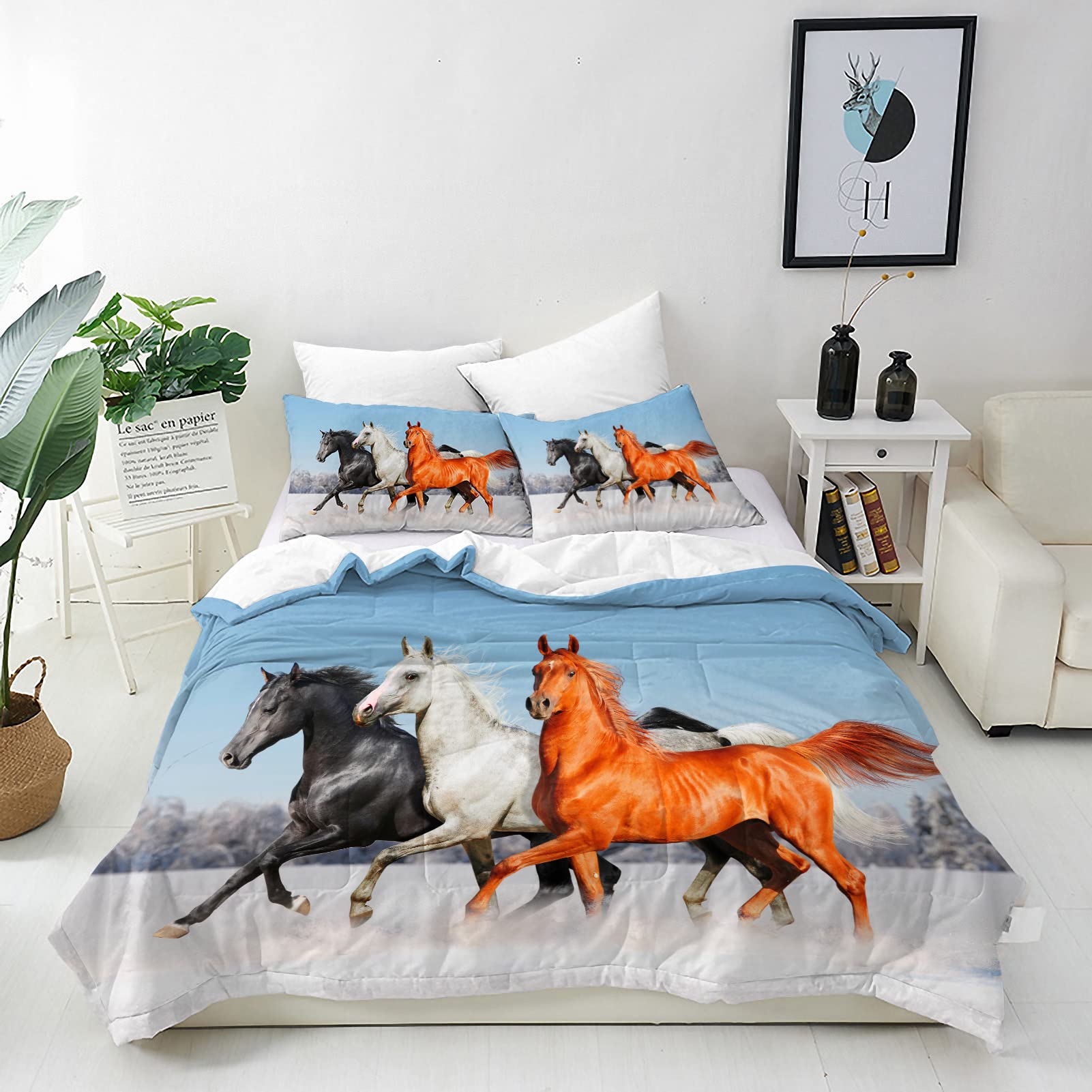 ANHOPE Horse Duvet Cover Set King 230x220cm with 2 Pillowcases — image 1