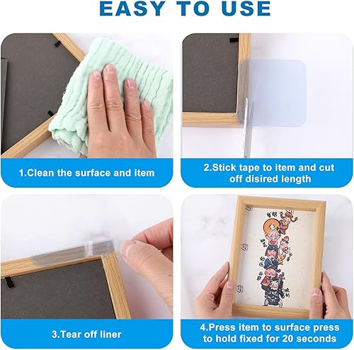 Miniatura 5 de 10 piezas de cinta de doble cara cuadrados cuadrados de montaje de 2 hojas adhesivas de 2 caras, almohadillas adhesivas de pared sin daños, cinta