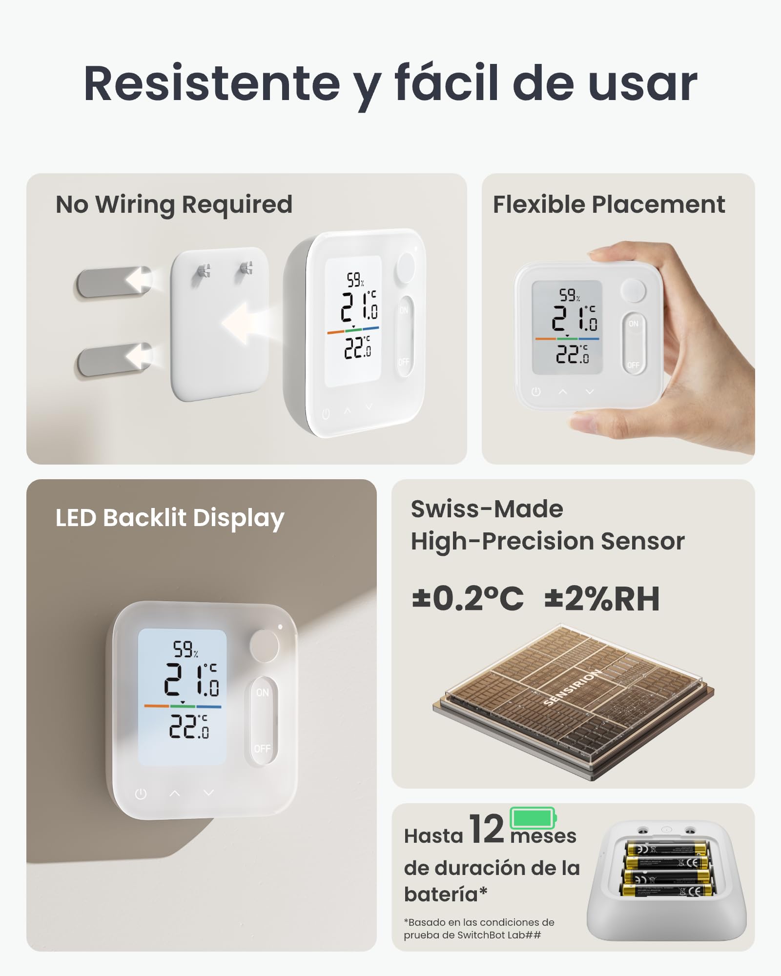SwitchBot Panel de clima interior, termohigrómetro integrado, optimiza el control de la válvula del radiador, ahorro de energía y costes. Compatible con Apple Home & Home Assistant a través de Matter
