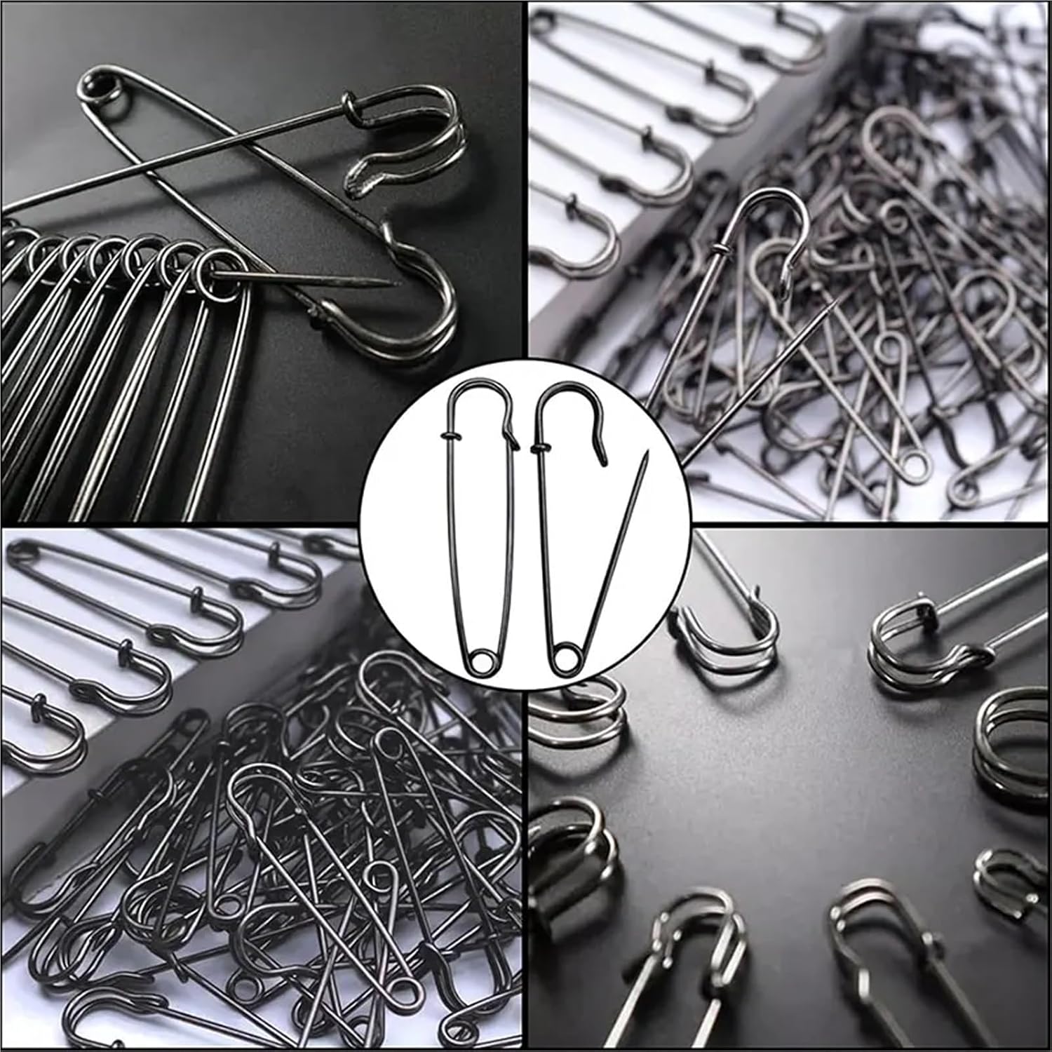 200PCS Extra-Large Steel 75mm(3") Heavy Duty Big Safety Pin Stainless Steel Spring Lock Pins for Clothes Crafts(Gray)