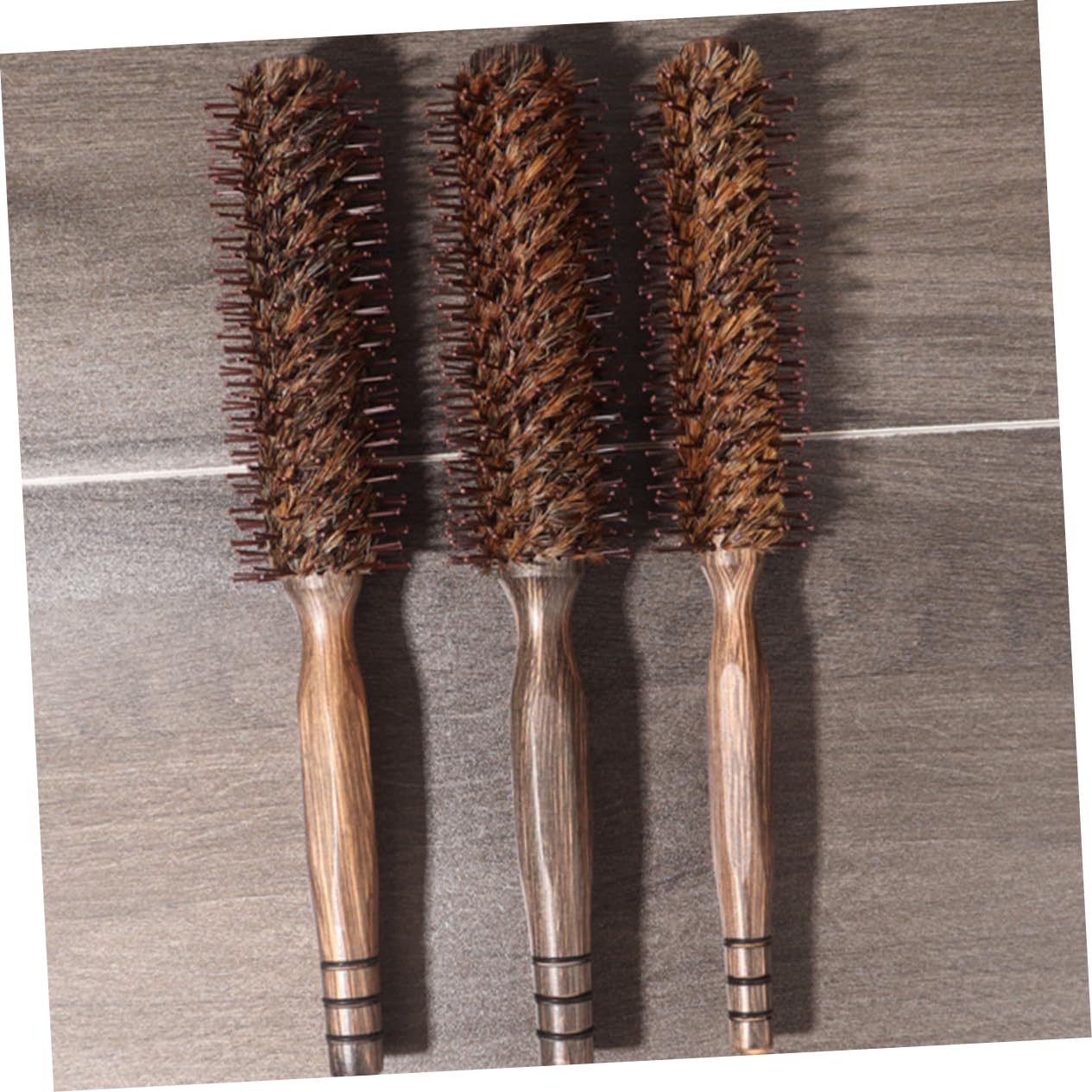 FRCOLOR 4 cepillos de pelo de cerdas slico clips para el pelo, accesorios para el pelo, pequeño cepillo redondo, cepillo para el pelo grueso, cepillo de pelo de madera, peine de pelo