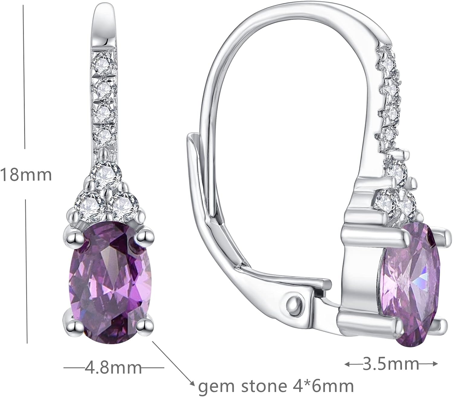 JO WISDOM Women Earrings,925 Sterling Silver Leverback Dangle Earrings with Oval Cut 5A Cubic Zirconia