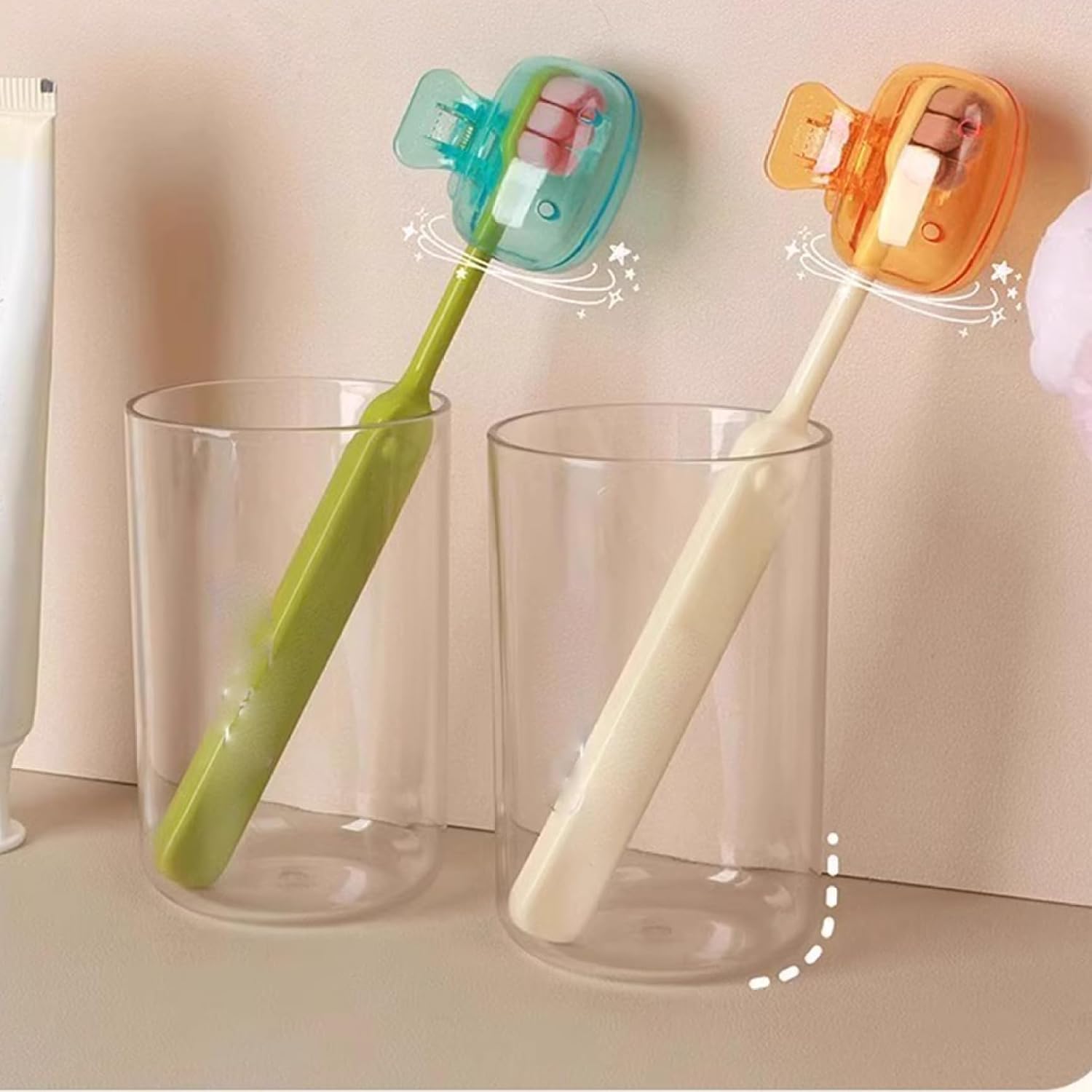 Toothbrush Cover, 6PCS Dustproof Breathable Tooth Brush Cover Cap, Portable Clip Type Toothbrush Cap, Universal Toothbrush Travel Case for Bathroom, School, Travel, Toothbrush Cover image 2