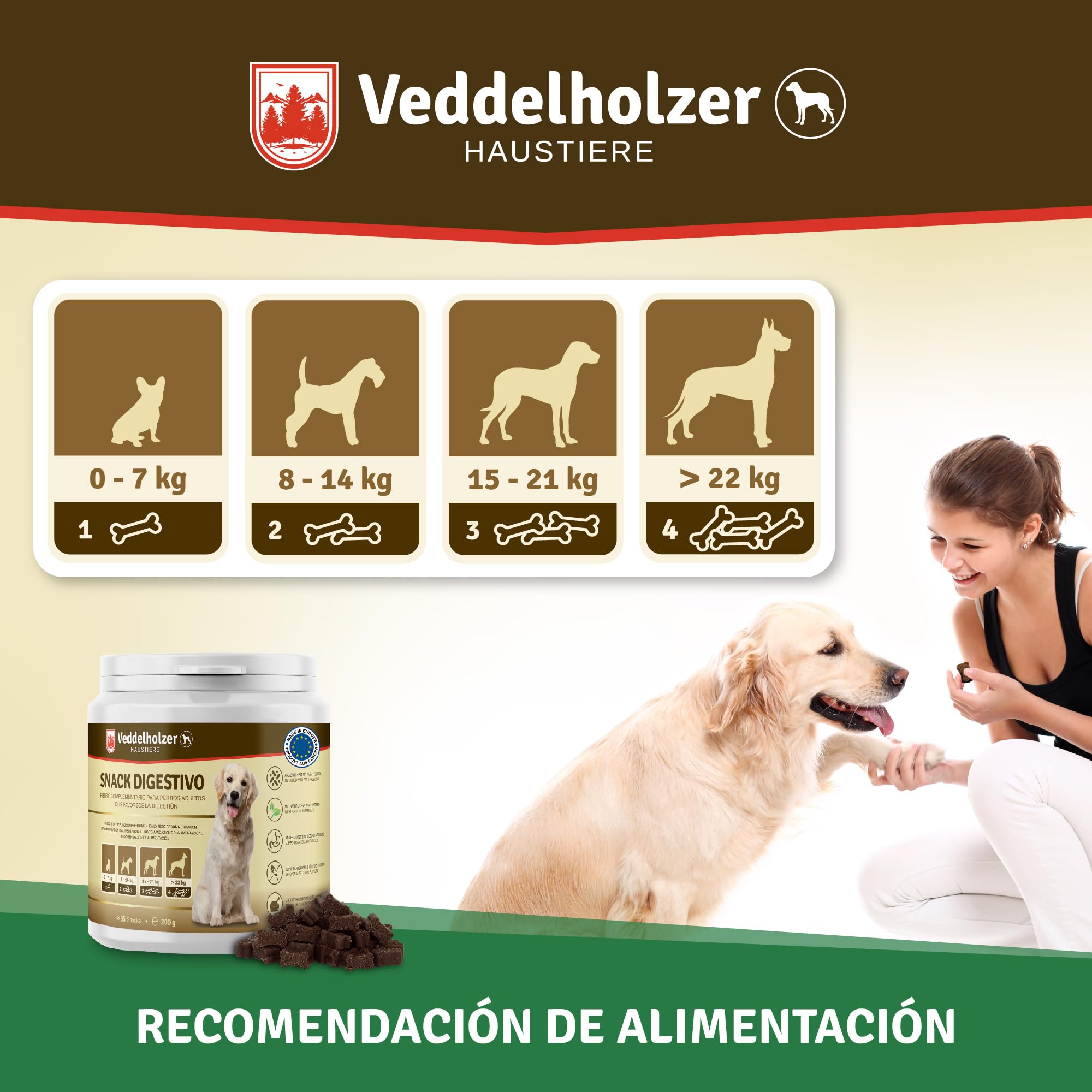 Veddelholzer Perro Trata probióticos digestivo Snack para Perros Accesorios para Construir la Flora intestinal del Perro Trata de como un complemento alimenticio con Ingredientes Naturales