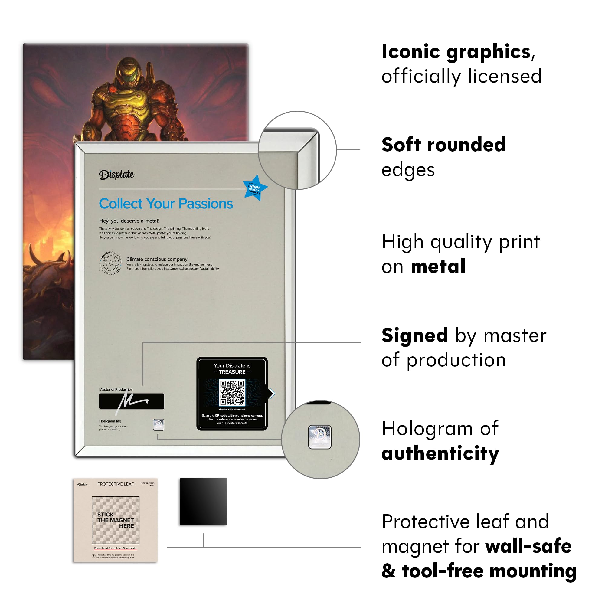 Displate - Poster In Metallo - Montato a Magnete - DOOM - The DOOM Slayer