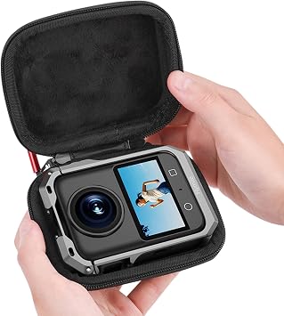 Protective Carrying Case for DJI Osmo 360 for Cage and Lens Cap, Storage Small Bag Travel PU Hard Shell Portable Cover Protector With Carabiner & Wrist Strap Camera Accessories