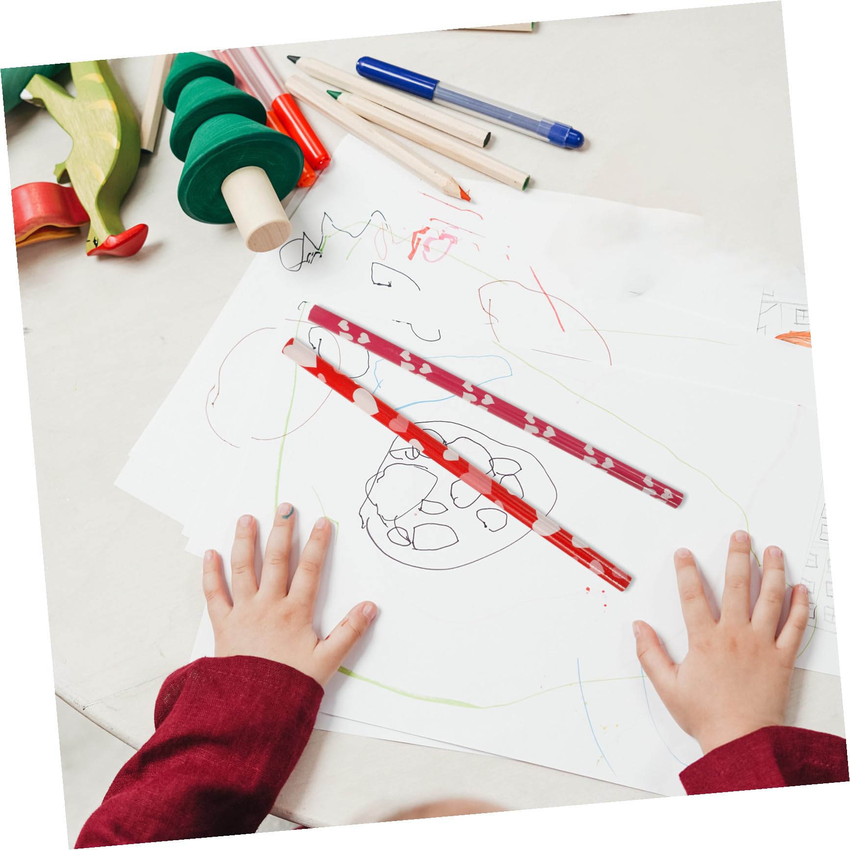 NUOBESTY 180pièces Crayons Et Gommes Thème Saint-valentin Crayons Hb Gommes Cœur Pour Et Activités