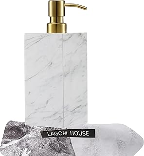 10 Kitchen Soap Dispenser Ideas That Look Built In 3 LAGOM HOUSE Marble Soap Dispenser, White Italian Natural Stone Marble Li...