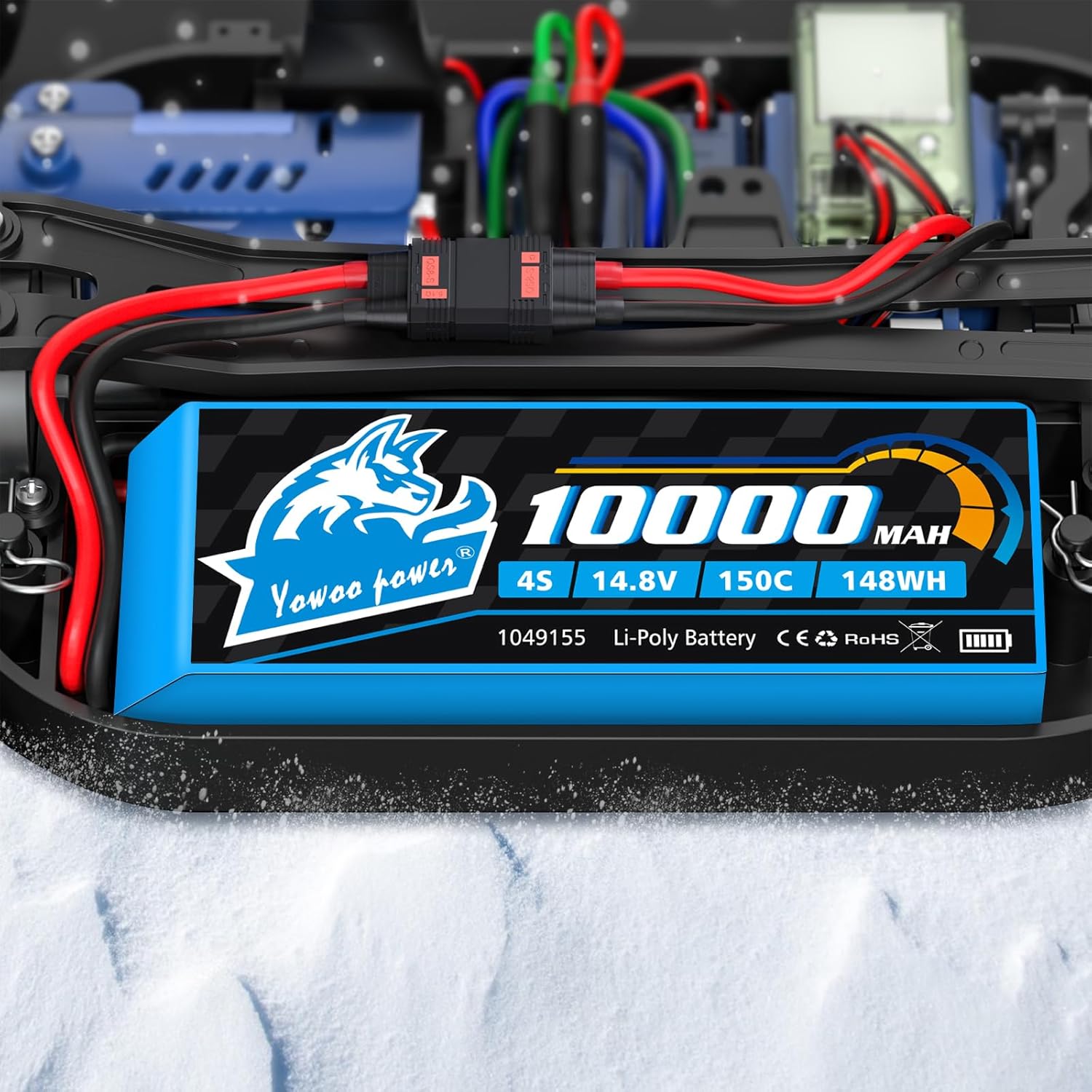 Yowoo 4S Lipo Battery 10000mAh 14.8V 150C QS8 Connector Graphene Lipo Battery with Metal Plates Compatible with Xmaxx RC Car Truck Tank Racing Hobby Models (2 Pack)