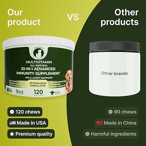 Miniatura 5 de Multivitamínico 23 en 1 para perros  Masticables suaves con glucosamina, condroitina, MSM, probióticos, arándano, biotina, zinc, aceite de salmón,