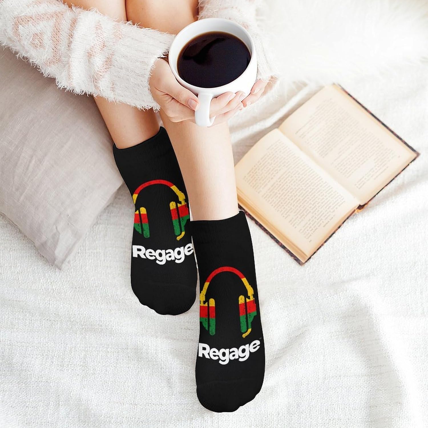 Reggae Music Jamaica Rasta Socks for Men Women 5 Pairs Ankle Socks