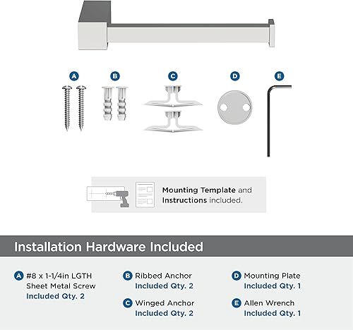 Vista 88 de Amerock BH3608226 Toallero cromado Toallero de 6-1/2 pulgadas (6.496 in) de longitud Monumento Toallero de mano para pared de baño Soporte