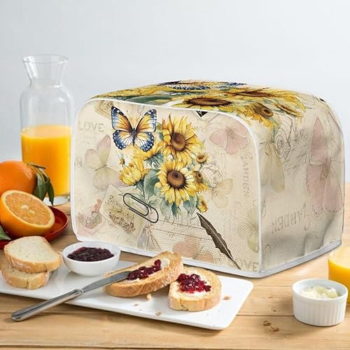 Vista 174 de UNICEU Funda acolchada para tostadora con patrón de café, se adapta a la mayoría de tostadoras estándar de 4 rebanadas patrón de café,Hojas de otoño