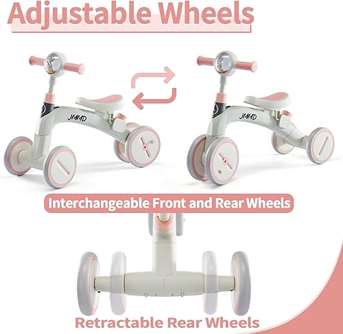 Miniatura 5 de Triciclo 4 en 1 para niños pequeños de 1 a 3 años, bicicleta para niños pequeños con mango de empuje, triciclos para niños con pedales extraíbles y