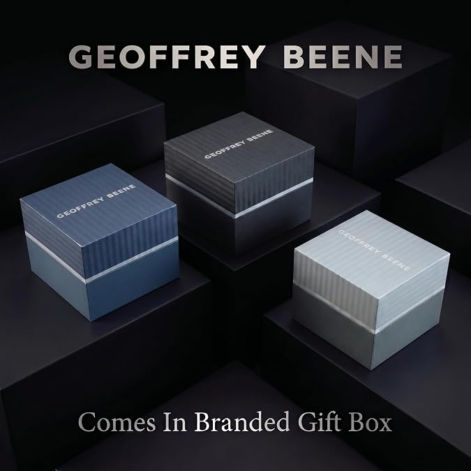 Geoffrey Beene Men's Watch with Genuine Diamond Accent, 40mm Metal Bracelet, Classic Dial, Japanese Quartz Movement, Analog Dress Watch for Men, Gift for Him