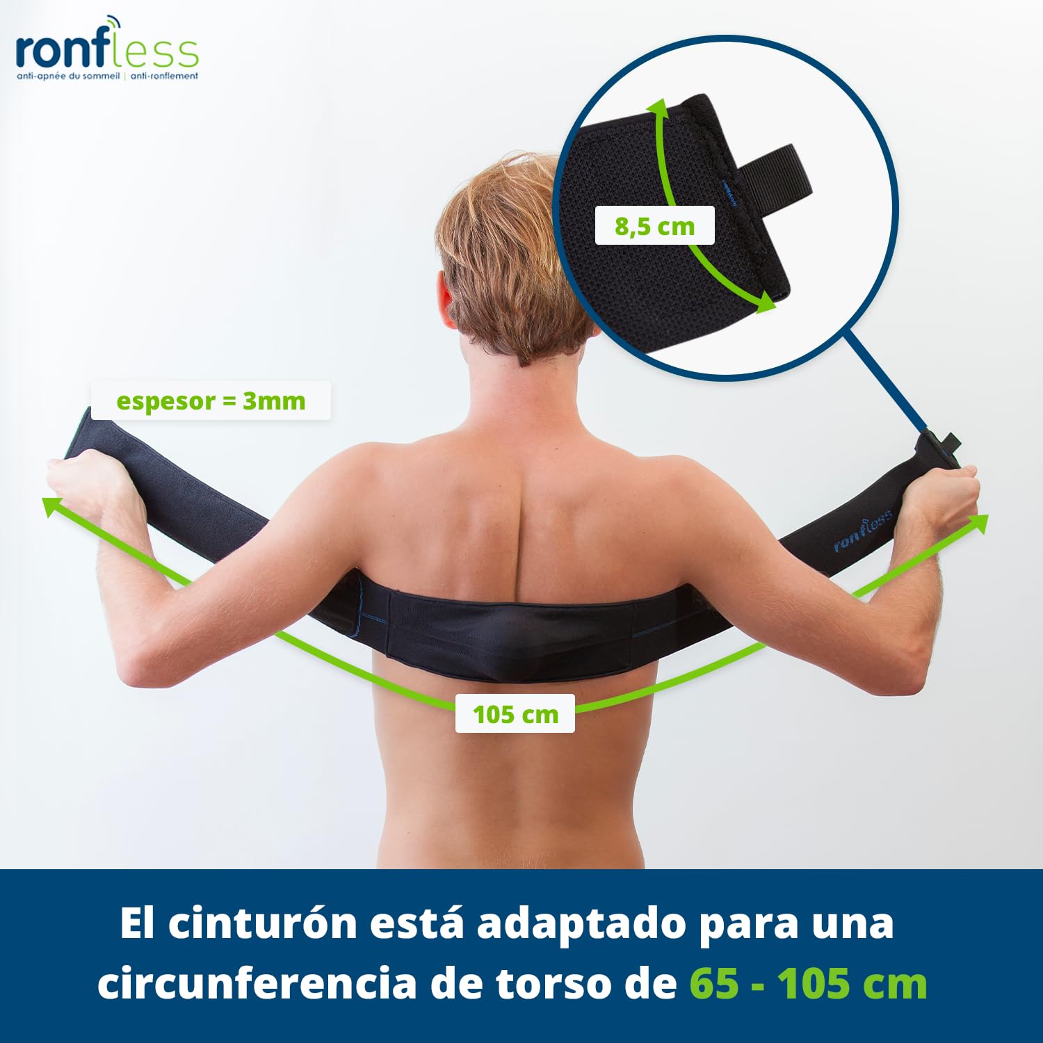 Cinturón antirronquidos - Antiapnea del sueño - Dispositivo patentado - Eficacia y comodidad