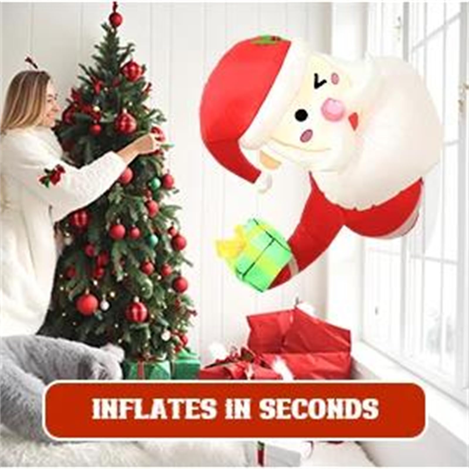 Babbo Natale Gonfiabile di Natale da 3,5 Piedi Che Si sporge dalla Finestra, Decorazioni Natalizie per Esterni Che Si gonfiano per la Decorazione del Prato di Capodanno