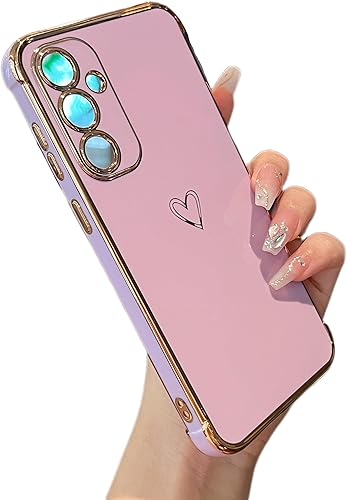Vista 26 de ZTOFERA Funda diseñada para Samsung Galaxy A13 5G/Galaxy A04S, bonito borde chapado con patrón de corazones de amor con protección para lente
