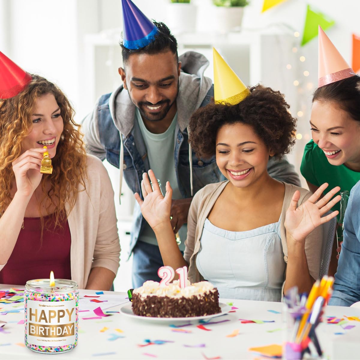 Happy Birthday Candle Gifts for Women, Vanilla Cream Birthday Candle, Unique Birthday Gifts for Her Best Friend Women, 7oz Soy Wax Scented Candle - Image 3