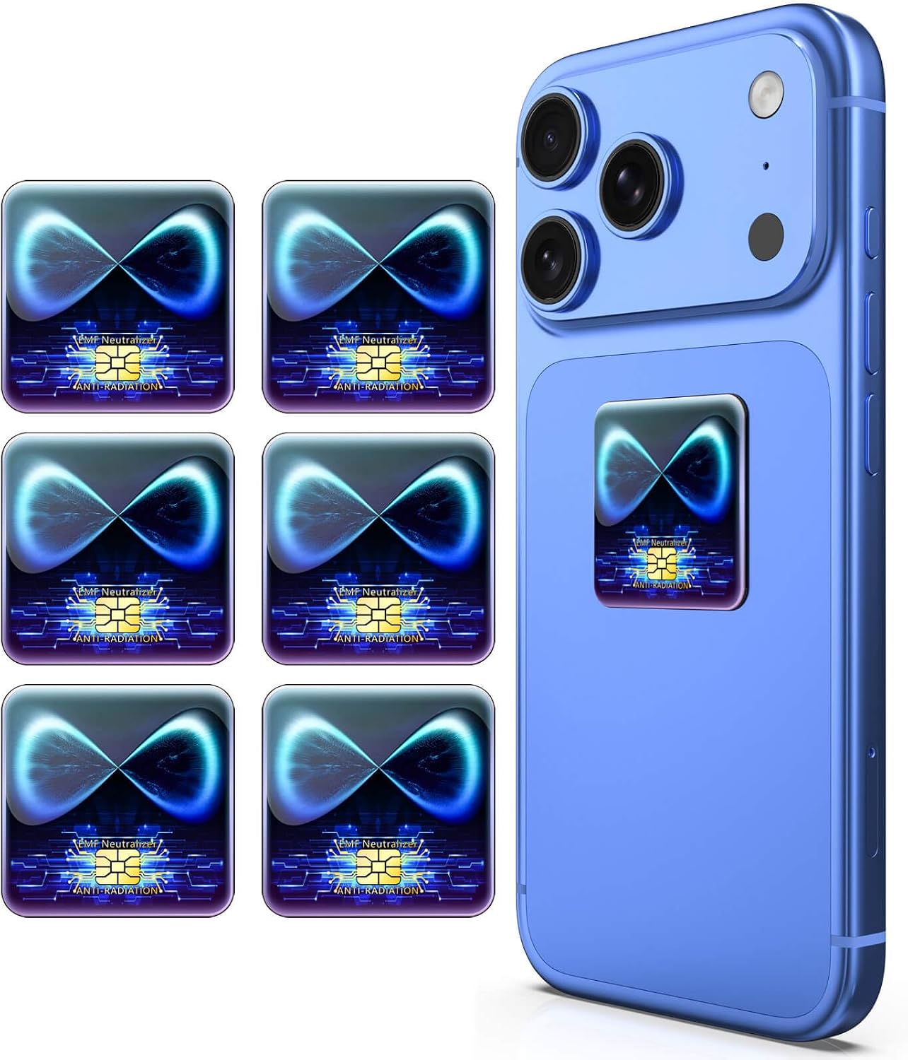 Cell Phone Protection Neutralizers Stickers for Smart Phones/Tablets/Laptops/Computer/WiFi/Priner/TV Electronic Devices Blocker 6 Pcs Blue