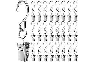 25Pcs Curtain Clips with S Hooks for Outdoor String Light Wires
