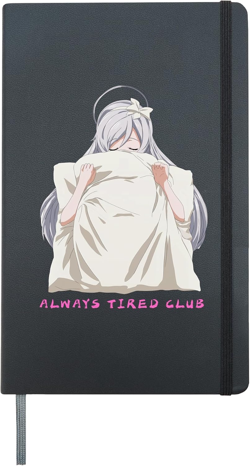 Always Tired Club Shirt - Cute Soft Sleepy Girl Kawaii Anime Hardcover Journal, Black