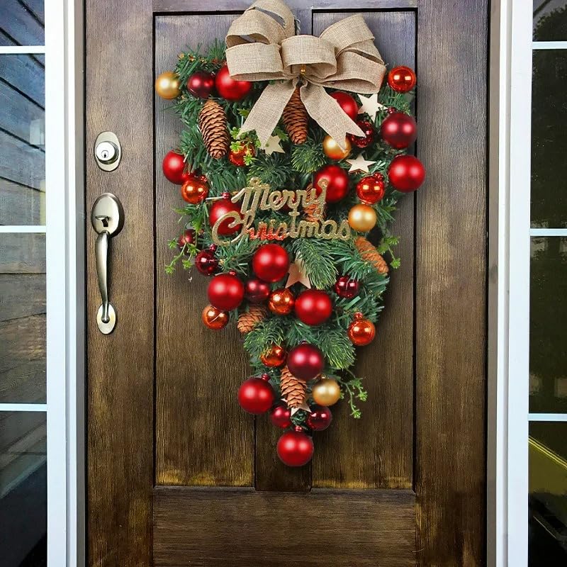 Guirlande de Noël plastique avec fruits rouges arbre vert lumineux pour porte