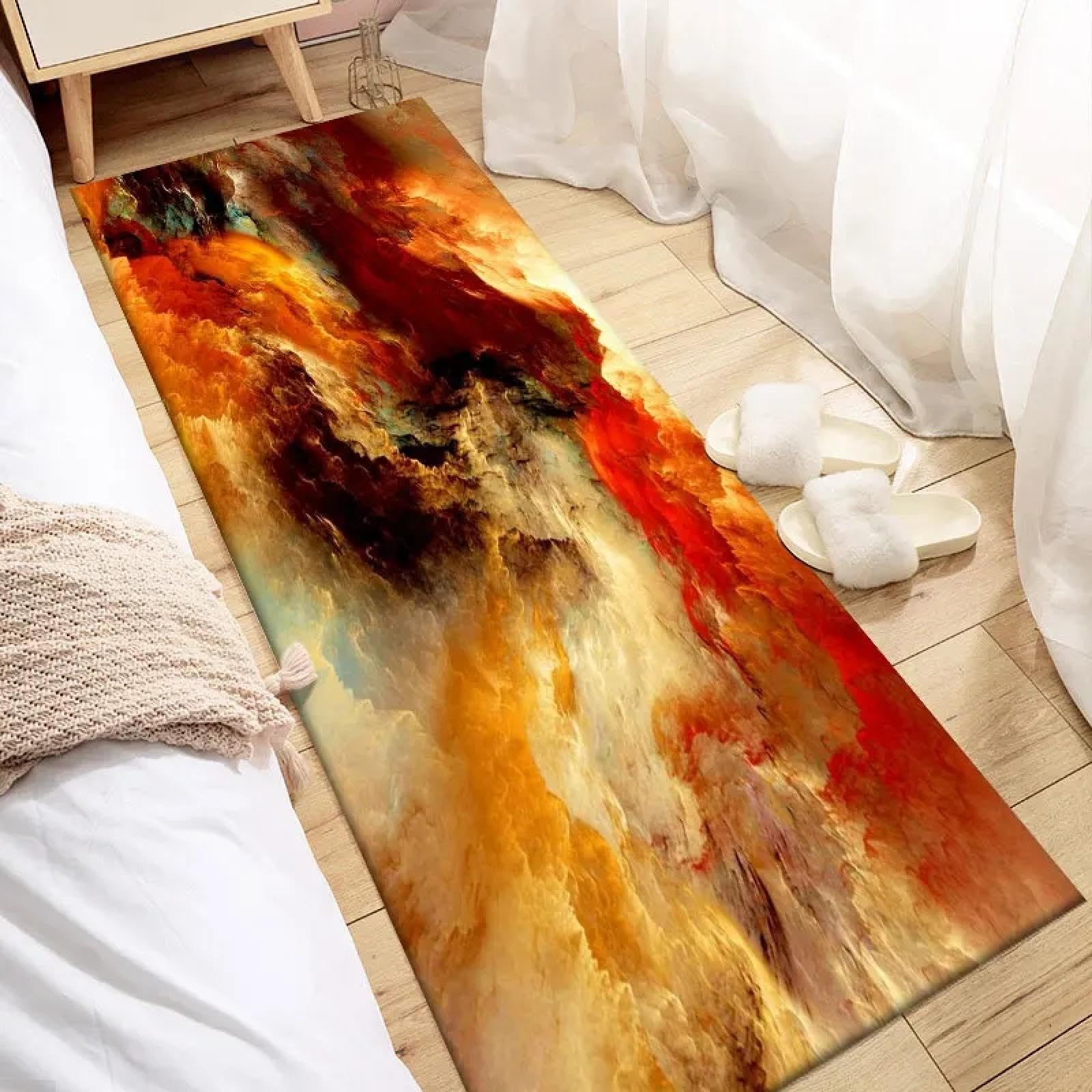 Alfombra para superficie grande de salón con patrón artístico de nubes y textura suave 60x220