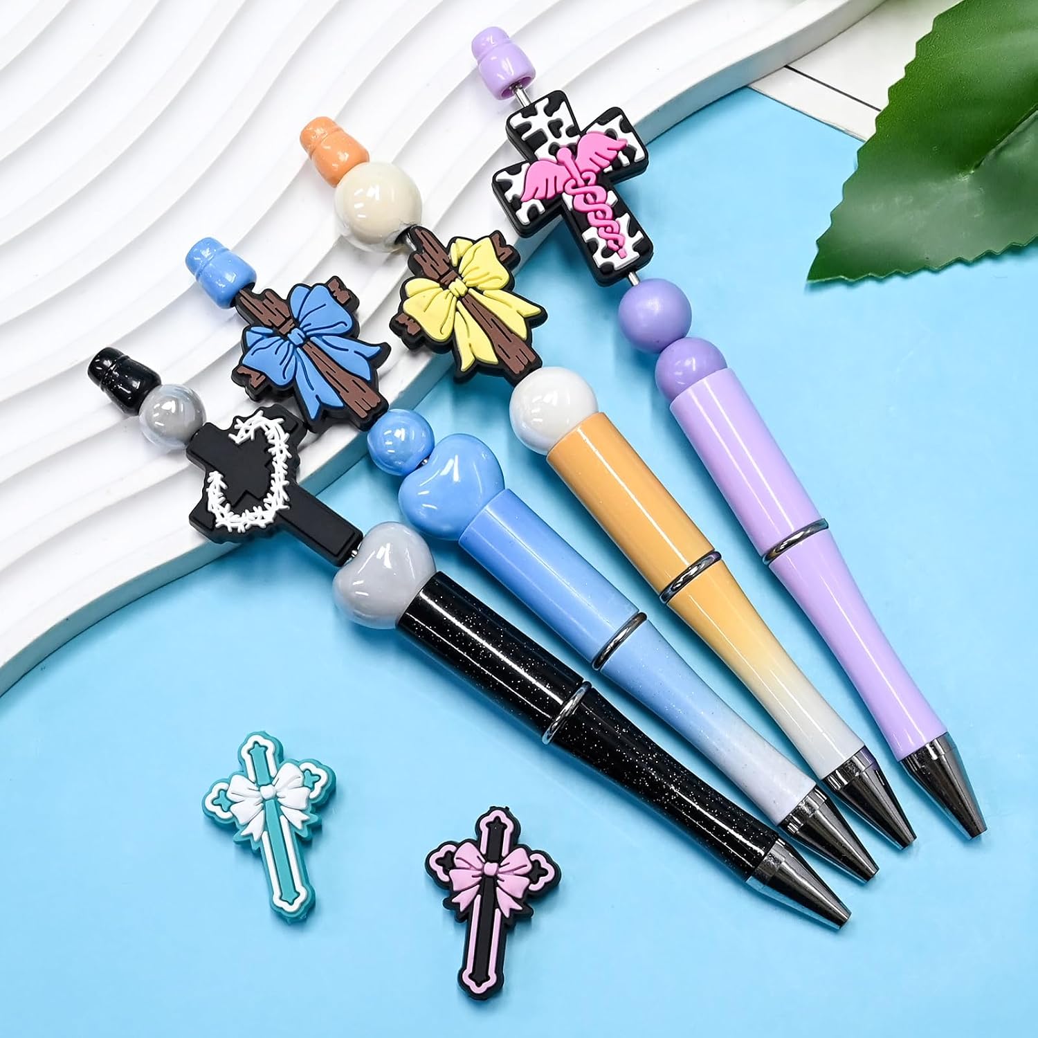 80 pcs Cross Focal Beads Silicone Focal Beads Jesus Faith Silicone Bead for Shaped Bulk Pens Bead Keychain Making
