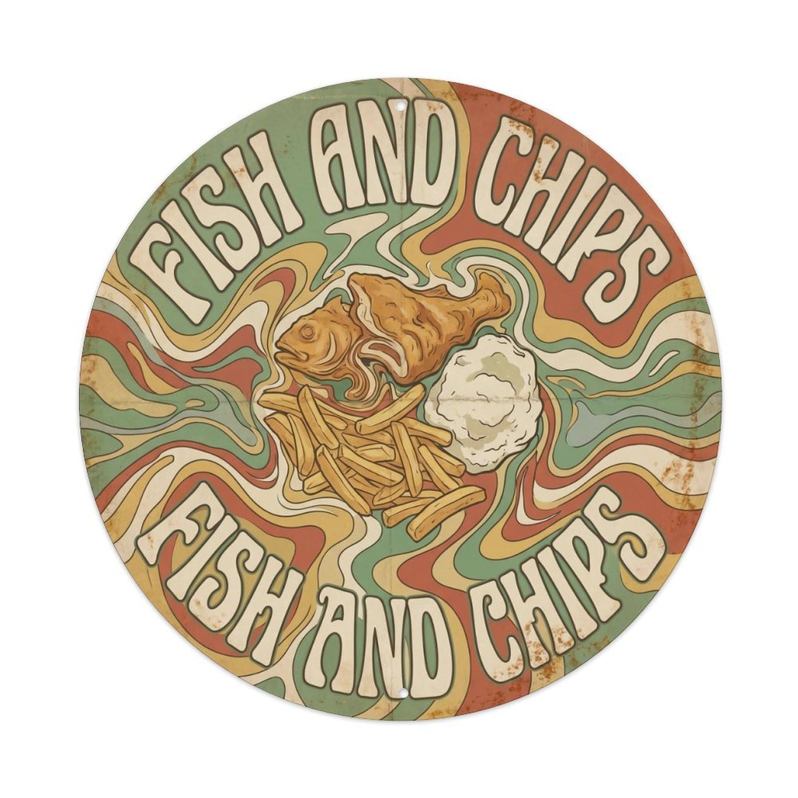 Eswatini Fish And Chips Vintage Travel Cuisine Metal Tin Sign