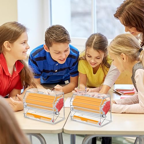 Miniatura 7 de Pinkunn 2 dispensadores de lápices a granel para almacenamiento y dispensación de lápices de acrílico transparente, dispensador de pajilla, soporte