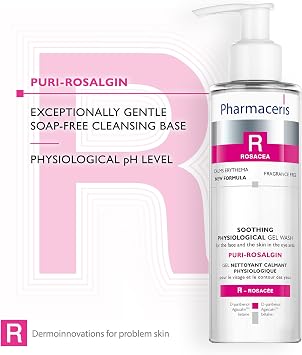 Pharmaceris R Puri-Rosalgin, Eye and Face Cleanser, Face Wash Gel for Rosacea Skin, Physiological Gel, Cleanser for Sensitive and Allergic Skin, D-Panthenol - 200 ml