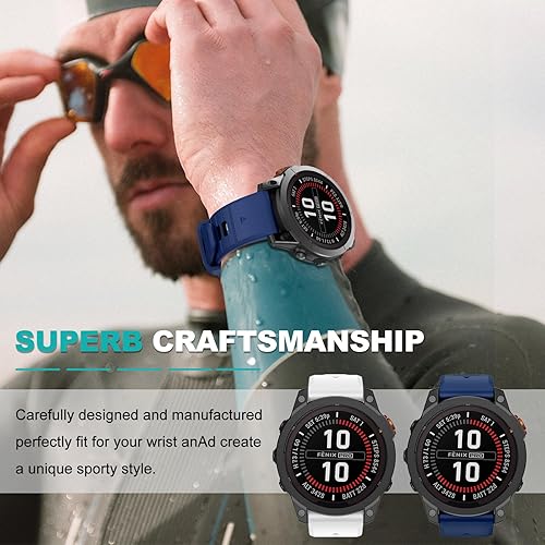 Miniatura 7 de OVERSTEP Correa de reloj para Garmin Fenix 7  Fenix 6  Fenix 5  EPIX 2, correas de reloj de silicona de ajuste rápido de 0.866 pulgadas para