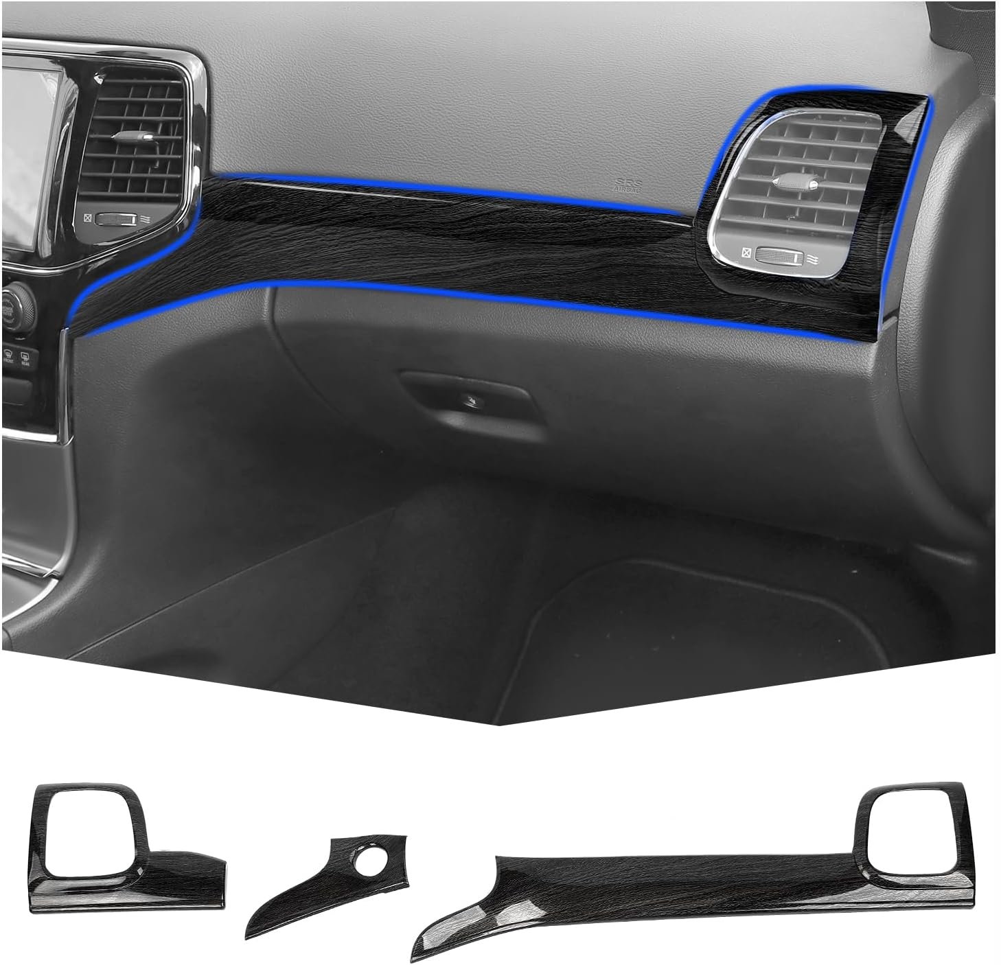Fit for Jeep Grand Cherokee 2011-2020 Dashboard Center Console Panel Side Air Vent Outlet Cover Interior Accessories,Wood Grain