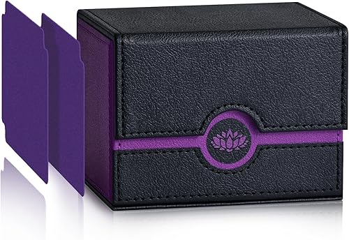 UAONO Caja de cartas para tarjetas MTG, caja de almacenamiento de tarjetas coleccionables con 2 divisores, funda de piel sintética para más de 100