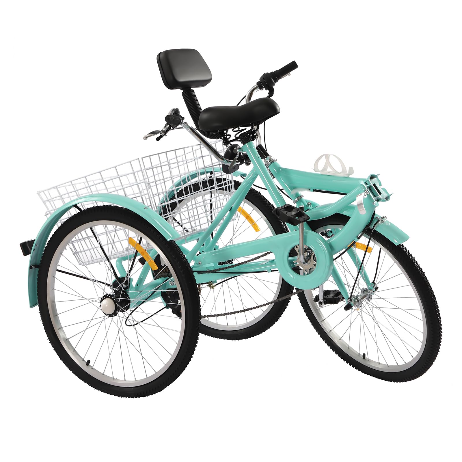 Triciclo plegable para adultos, 24 pulgadas, 7 velocidades, bicicleta de carga de 3 ruedas, bicicleta para adultos con cesta de la compra, bicicleta de la compra de ciudad, bicicleta de carga