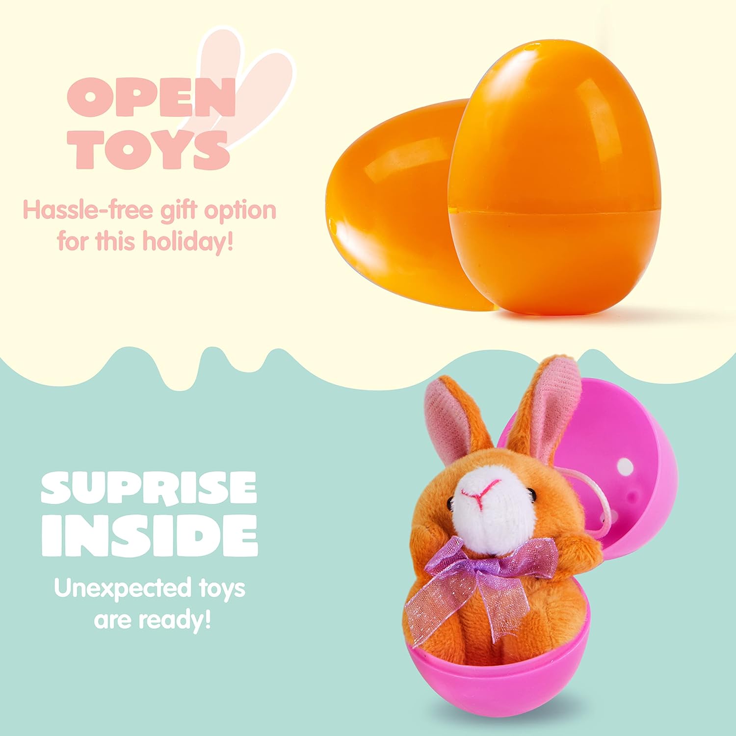 JOYIN 18 Pcs Pre-Filled Easter Eggs with Plush Animal Toys, Egg Filled Keychain for Kids Hunt Goodie Bag Fillers Basket Stuffers and Party Favor, Classroom Prize Supplies
