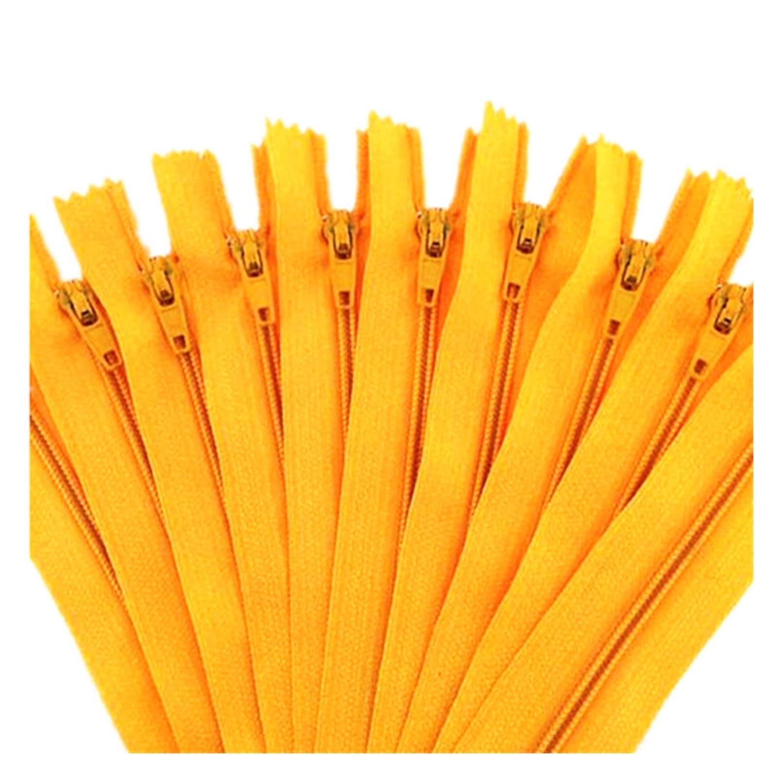 10pcs 3# Zippers for Sewing 10cm - 60cm Nylon Coil Zippers Tailor Sewer Craft Crafter's (20 Colors)(Golden,20cm)