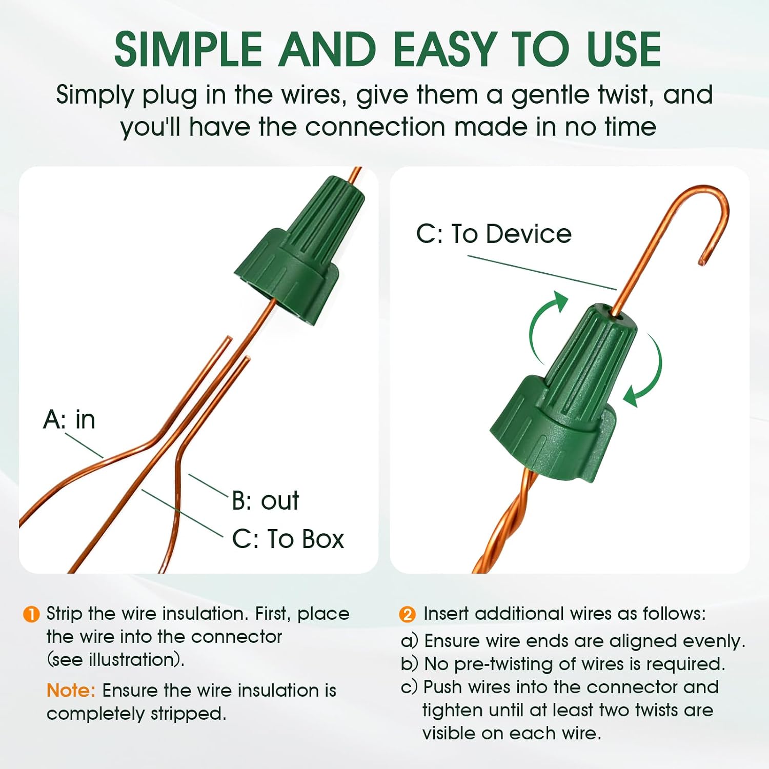 Winged Ground Wire Connectors, with Hole, 300-Pack