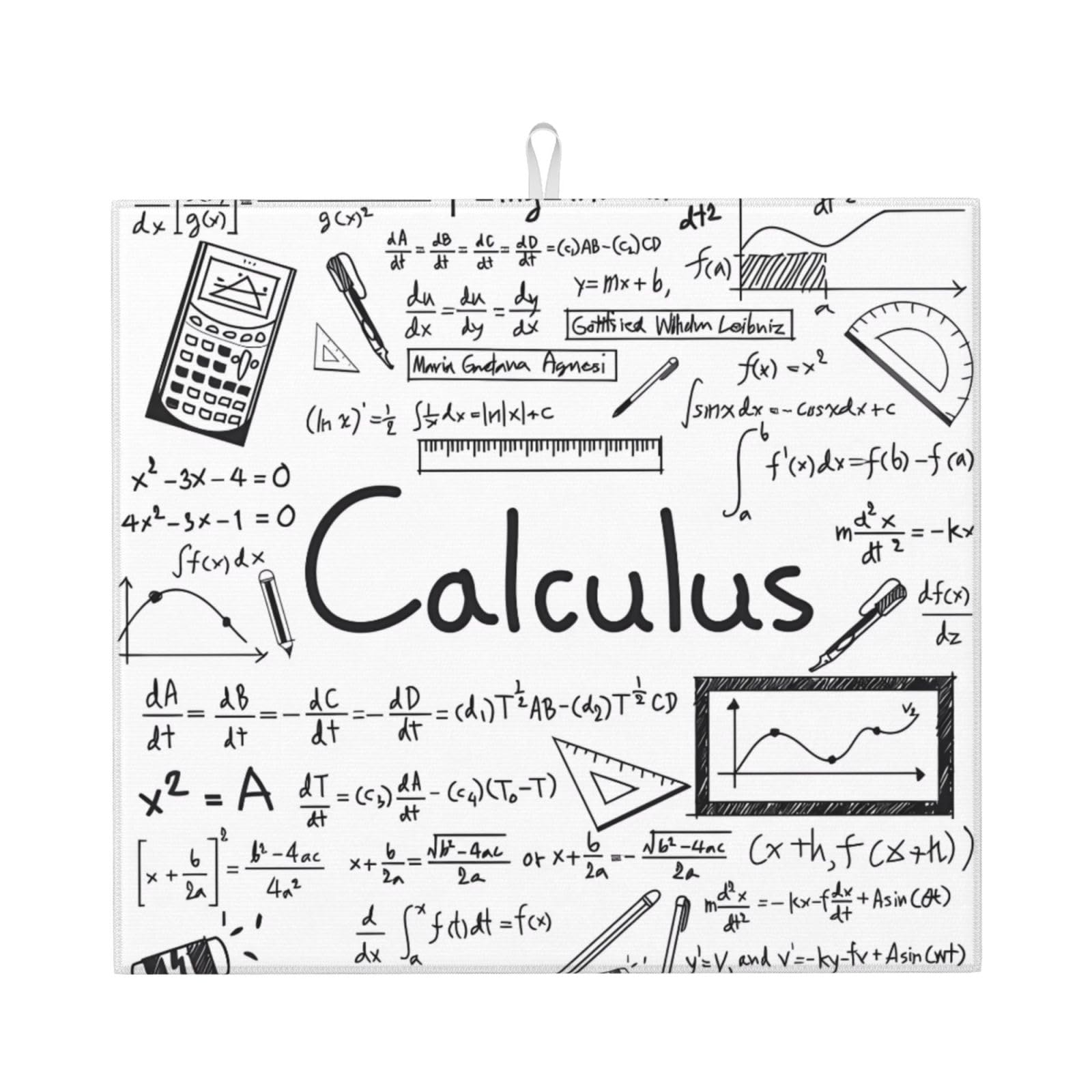 YYHHAOFA Math Geometry Geek Calculus Prints Kitchen Drying Mat – Absorbent Dish Throw for Countertops, Quick-Dry Non-Slip Layer with Stylish Prints, for New Homes